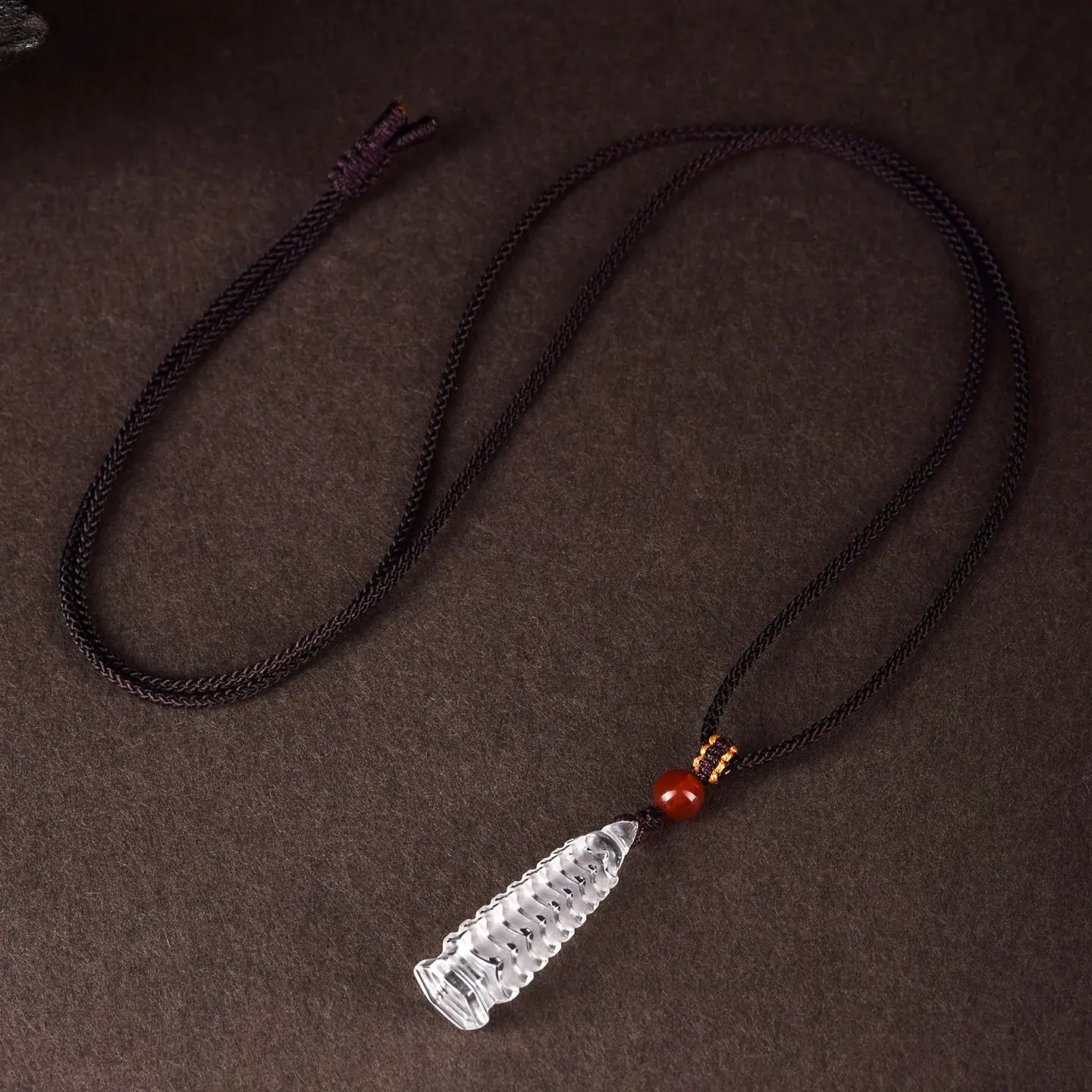 Natural Crystal Wen Chang Pagoda Necklace - Hand-Carved Wisdom Amulet (4) Natural Crystal Wen Chang Pagoda Necklace - Hand-Carved Wisdom Amulet