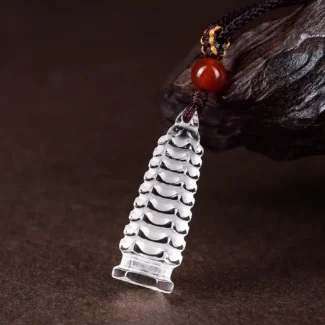 Home 18 - Buddha Bodhis Natural Crystal Wen Chang Pagoda Necklace - Hand-Carved Wisdom Amulet