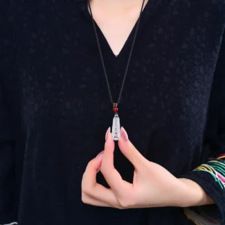 Home 19 - Buddha Bodhis Natural Crystal Wen Chang Pagoda Necklace - Hand-Carved Wisdom Amulet