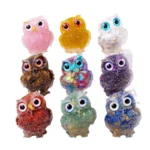 Natural Gemstone Owl Statue - Handcrafted Crystal Wisdom Guardian 4 - Buddha Bodhis Natural Gemstone Owl Statue - Handcrafted Crystal Wisdom Guardian