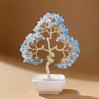 Home 32 - Buddha Bodhis Natural Gemstone Tree of Life Statue - Handcrafted Feng Shui Money Tree