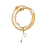 Natural Gold Rutilated Quartz Bracelet - Handcrafted Wealth Hulu Amulet 3 - Buddha Bodhis Natural Gold Rutilated Quartz Bracelet - Handcrafted Wealth Hulu Amulet