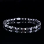 Natural Hematite Square Bead Bracelet - Minimalist Grounding Stone 2 - Buddha Bodhis Natural Hematite Square Bead Bracelet - Minimalist Grounding Stone