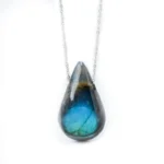 Natural Labradorite Teardrop Necklace - Handcrafted Blue Fire Amulet 4 - Buddha Bodhis Natural Labradorite Teardrop Necklace - Handcrafted Blue Fire Amulet