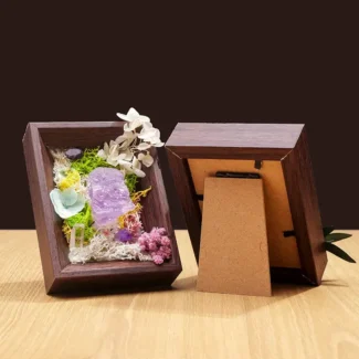 Home 29 - Buddha Bodhis Natural Raw Crystal Micro-Landscape Shadow Box - Handcrafted Zen Decor