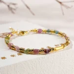 Natural Raw Tourmaline Goldfish Bracelet - Handcrafted Rainbow Stone 4 - Buddha Bodhis Natural Raw Tourmaline Goldfish Bracelet - Handcrafted Rainbow Stone