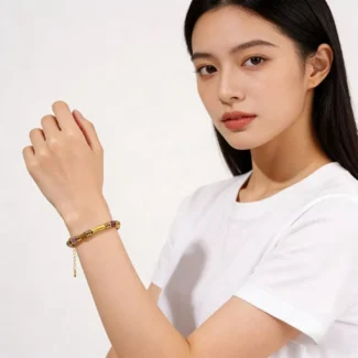 Natural Raw Tourmaline Goldfish Bracelet - Handcrafted Rainbow Stone