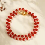 Natural Red Agate & Shell Pearl Necklace | Vitality & Protection - Buddha Bodhis Natural Red Agate & Shell Pearl Necklace Vitality & Protection