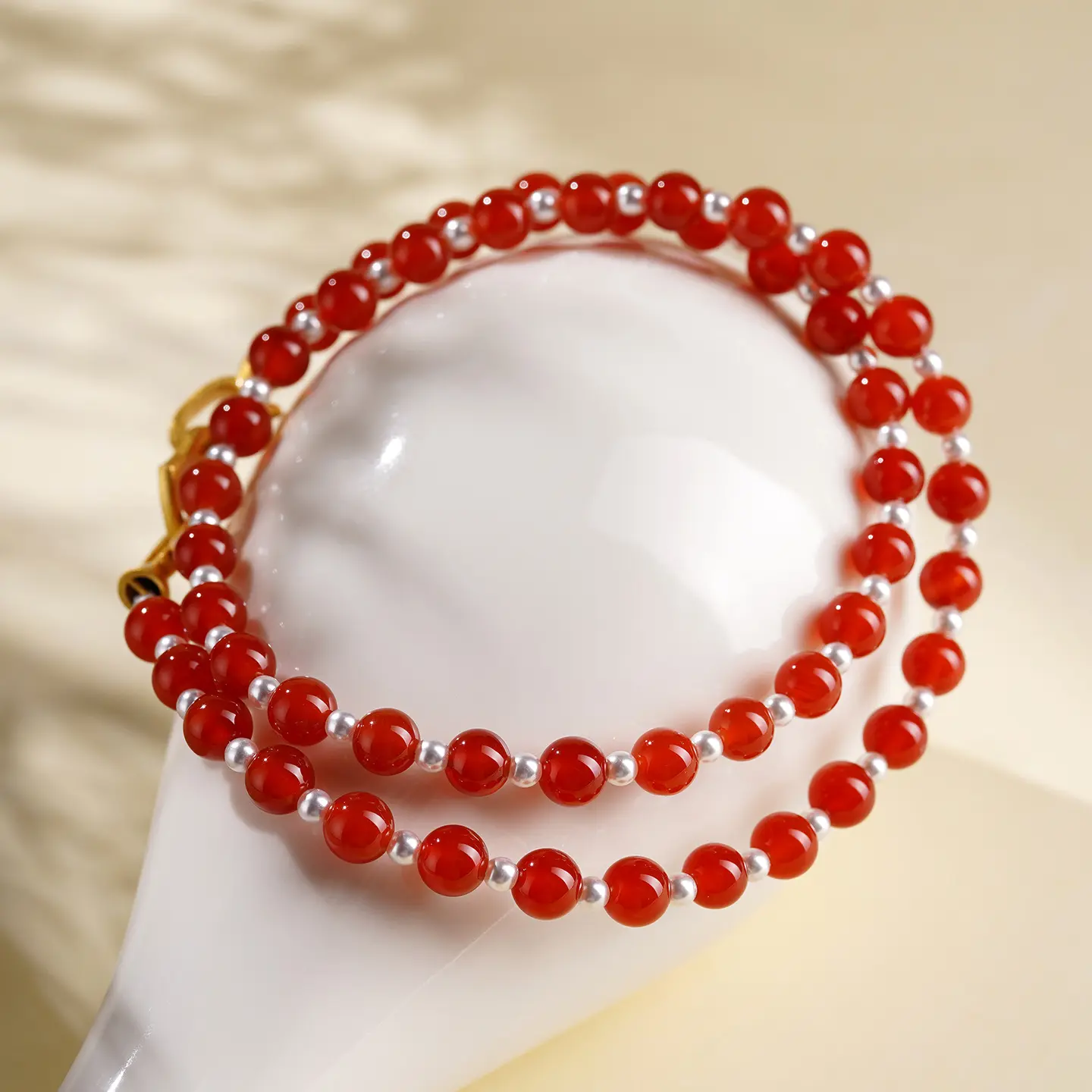 Natural Red Agate & Shell Pearl Necklace Vitality & Protection (2) Natural Red Agate & Shell Pearl Necklace Vitality & Protection