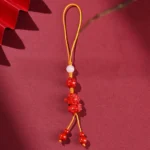 Natural Red Cinnabar God of Wealth Phone Charm | White Agate & Mantra Amulet 3 - Buddha Bodhis Natural Red Cinnabar God of Wealth Phone Charm | White Agate & Mantra Amulet