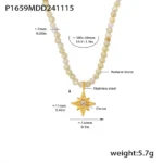 Natural Stone Eight-Pointed Star Necklace - Handcrafted North Star Amulet 11 - Buddha Bodhis Natural Stone Eight-Pointed Star Necklace - Handcrafted North Star Amulet 10 - Buddha Bodhis