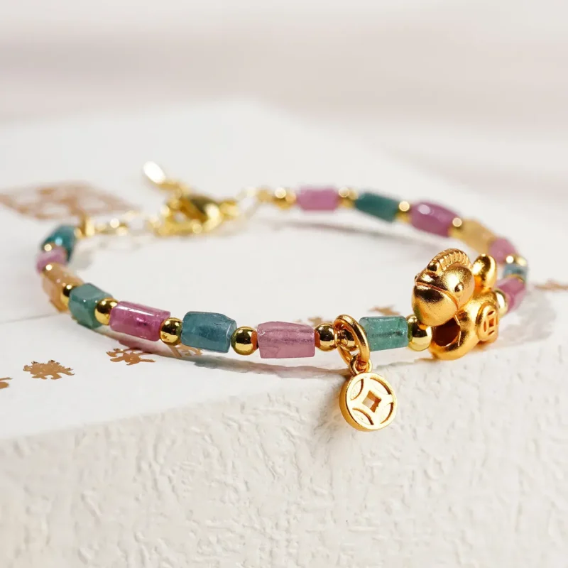 Natural Tourmaline Horse Bracelet – Handcrafted Success & Wealth Amulet (1) Natural Tourmaline Horse Bracelet - Handcrafted Success & Wealth Amulet