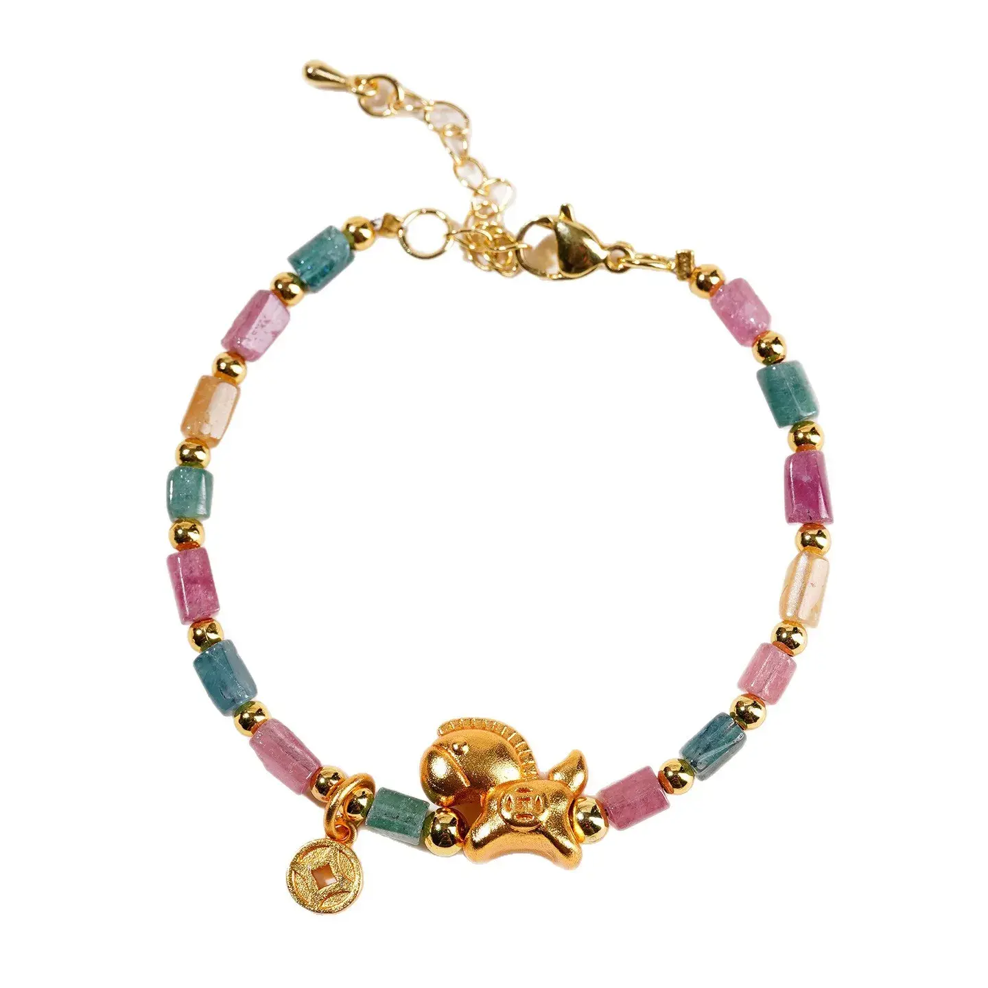 Natural Tourmaline Horse Bracelet - Handcrafted Success & Wealth Amulet (5) Natural Tourmaline Horse Bracelet - Handcrafted Success & Wealth Amulet