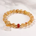 Natural Tower Citrine Bracelet - Handcrafted White Agate Ruyi Amulet 4 - Buddha Bodhis Natural Tower Citrine Bracelet - Handcrafted White Agate Ruyi Amulet