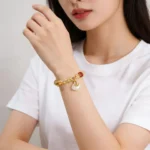 Natural Tower Citrine Bracelet - Handcrafted White Agate Ruyi Amulet 1 - Buddha Bodhis Natural Tower Citrine Bracelet - Handcrafted White Agate Ruyi Amulet