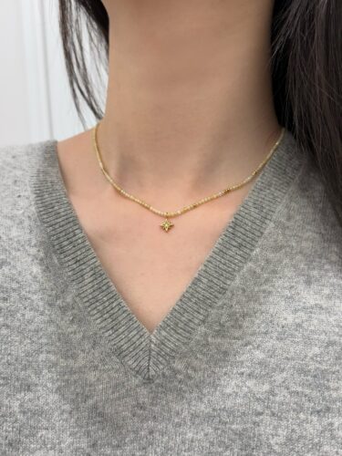 Click to view full screen Natural Stone Eight-Pointed Star Necklace - Handcrafted North Star Amulet photo review