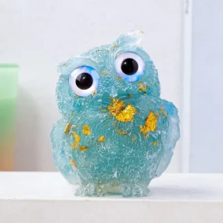 Home 37 - Buddha Bodhis Natural Gemstone Owl Statue - Handcrafted Crystal Wisdom Guardian