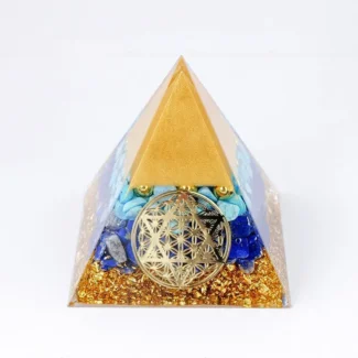 Natural Gemstone Orgonite Pyramid - Handcrafted Energy Generator for Meditation