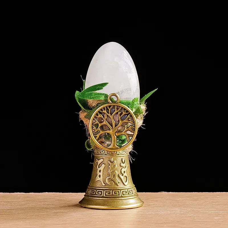 SKU-01-Clear Quartz Natural Crystal Tree of Life Bell - Handmade Meditation Altar Decor