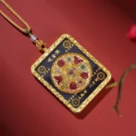 Thangka Wealth Attraction Array Necklace - Handcrafted Prosperity Amulet 4 - Buddha Bodhis Thangka Wealth Attraction Array Necklace - Handcrafted Prosperity Amulet