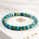 Tribal Turquoise Heishi Bead Bracelet - Handcrafted Protection Amulet 3 - Buddha Bodhis Tribal Turquoise Heishi Bead Bracelet - Handcrafted Protection Amulet