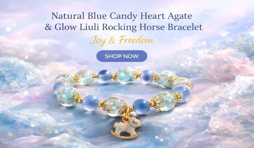 The Five Elements of the Chinese Zodiac: Personality, Compatibility, and Meanings 1 - Buddha Bodhis Natural Blue Candy Heart Agate & Glow Liuli Rocking Horse Bracelet | Joy & Freedom