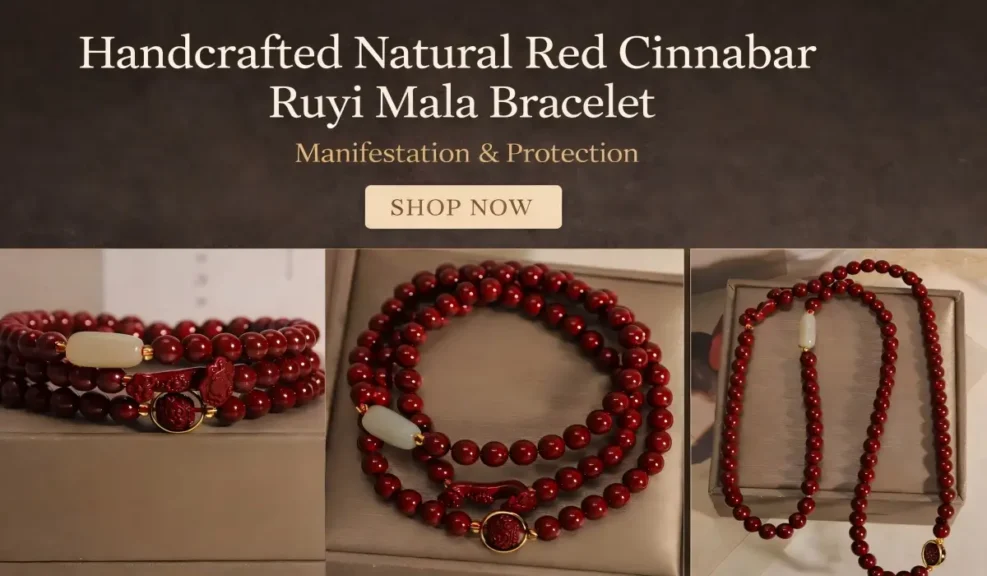 The Meaning of Buddha Bracelets: A Guide to Symbolism, Benefits, and Proper Wear 3 - Buddha Bodhis Handcrafted Natural Red Cinnabar Ruyi Mala Bracelet | Manifestation & Protection