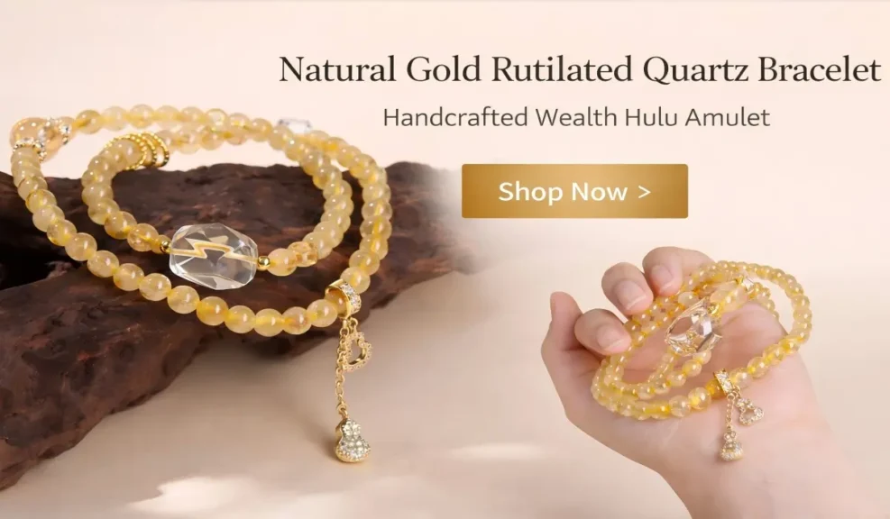 The Meaning and Benefits of Gold Rutilated Quartz Pixiu Bracelets for Wealth 4 - Buddha Bodhis Natural Gold Rutilated Quartz Bracelet โ Handcrafted Wealth Hulu Amulet