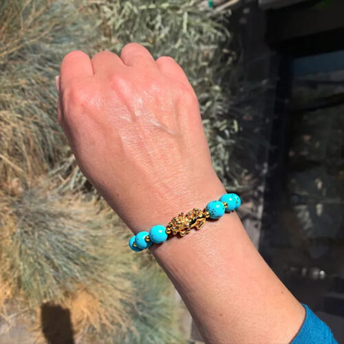 Click to view full screen Wealth-Attracting 4 Pixiu Turquoise Bracelet - The Guardian of Abundance