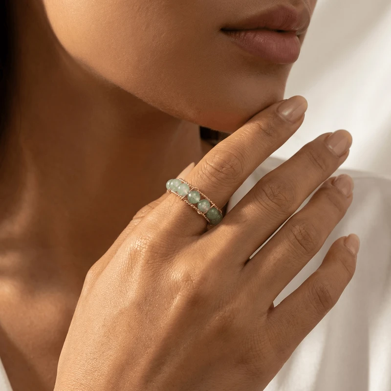 14k-gold-green-aventurine-bead-open-ring 14k-gold-green-aventurine-bead-open-ring