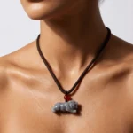 Majestic Tiger Natural Jadeite Necklace for Strength & Protection 1 - Buddha Bodhis black-wuji-jade-tiger-pendant-necklace