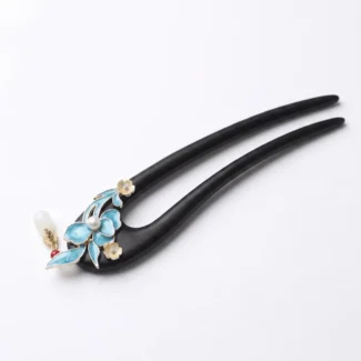 blue-floral-ebony-hair-fork
