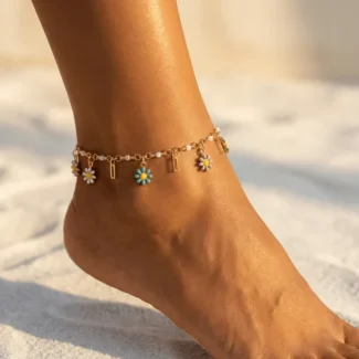 boho-daisy-enamel-anklet-gold-summer-beach-jewelry