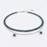 Terahertz Anklet – Vitality & Energy Balancing - Buddha Bodhis double-layer-beaded-silver-anklet