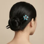 Morning Flower Natural Ebony Wood Hairpin – Vintage Elegance & Timeless Sophistication 1 - Buddha Bodhis ebony-wood-blue-enamel-butterfly-hairpin-luxury-model_