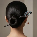Spring Breeze Ebony Hairpin for Oriental Elegance & Timeless Grace 1 - Buddha Bodhis ebony-wood-butterfly-hairpin-blue-enamel-luxury-accessory