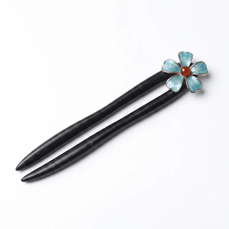 ebony-wood-floral-hair-stick-blue-flower ebony-wood-floral-hair-stick-blue-flower