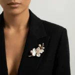 Freshwater Pearl Enamel Begonia Flower Brooch for French Elegance & Timeless Sophistication 1 - Buddha Bodhis french-peach-blossom-enamel-pearl-gold-brooch