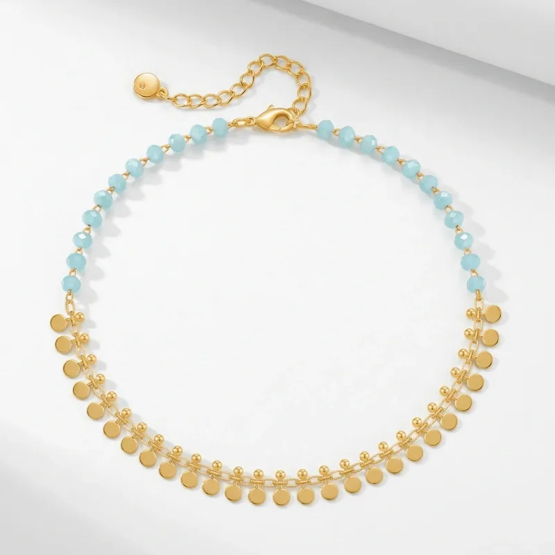 gold-blue-beaded-coin-ANKLET gold-blue-beaded-coin-ANKLET