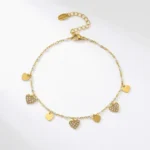 Gold Heart White Zircon Anklet Titanium Steel Anklet for Timeless Elegance & Radiant Chic - Buddha Bodhis gold-heart-charm-anklet-white-zircon-stainless-steel_