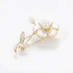 Gold White Freshwater Pearl Seawater Mother of Pearl Camellia Brooch – Timeless Elegance & Sophisticated Charm - Buddha Bodhis gold-mother-of-pearl-flower-brooch