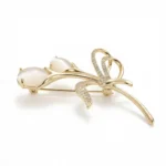 18K Gold Copper Zircon & Opal Tulip Brooch – Timeless Elegance & Sophisticated Charm - Buddha Bodhis gold-tulip-opal-flower-brooch