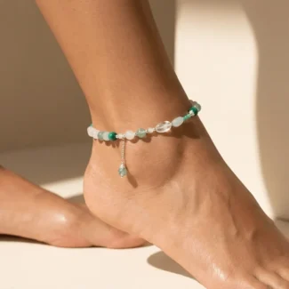 green-strawberry-quartz-malachite-crystal-anklet-women