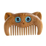 Green Sandalwood Cat Green Sandalwood Comb for Natural Serenity & Scalp Wellness - Buddha Bodhis handcrafted-cat-shaped-wooden-hair-comb