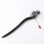 Spring Breeze Ebony Hairpin for Oriental Elegance & Timeless Grace - Buddha Bodhis handmade-ebony-floral-hair-stick
