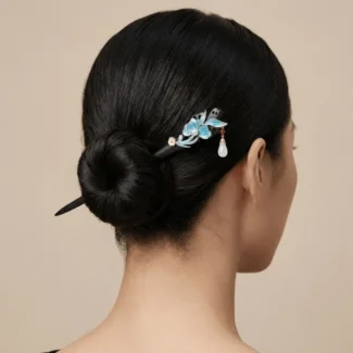 luxury-ebony-wood-blue-butterfly-hairpin-model-shot_