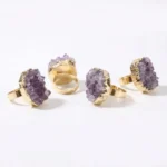 Natural Amethyst Cluster Ring – Wisdom, Mental Clarity & Inner Peace - Buddha Bodhis natural-amethyst-druzy-gold-plated-ring
