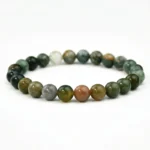 Indian Agate Bracelet for Inner Peace & Emotional Stability - Buddha Bodhis natural-moss-agate-beaded-bracelet
