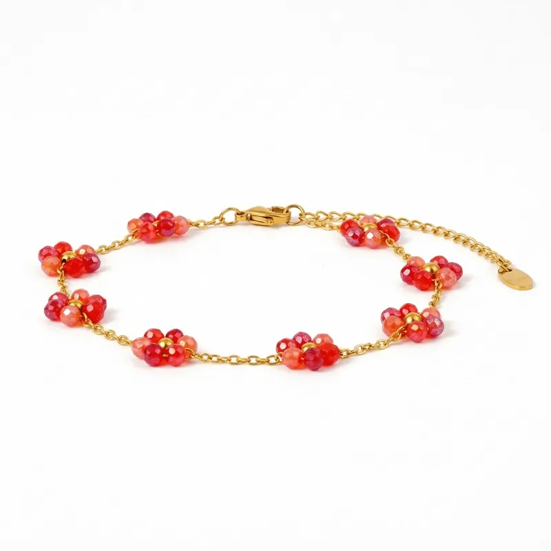 red-floral-glass-bead-bracelet-gold-titanium-steel red-floral-glass-bead-bracelet-gold-titanium-steel