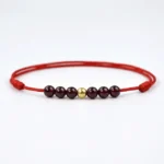 Red String Anklet Garnet & Hand-Woven Anklet for Good Fortune & Protection - Buddha Bodhis red-string-garnet-bead-bracelet